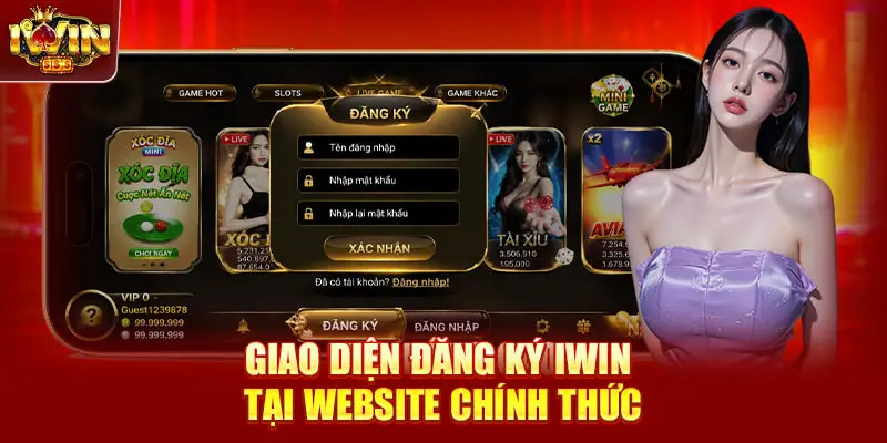 Giao diện đăng ký IWIN tại website chính thức